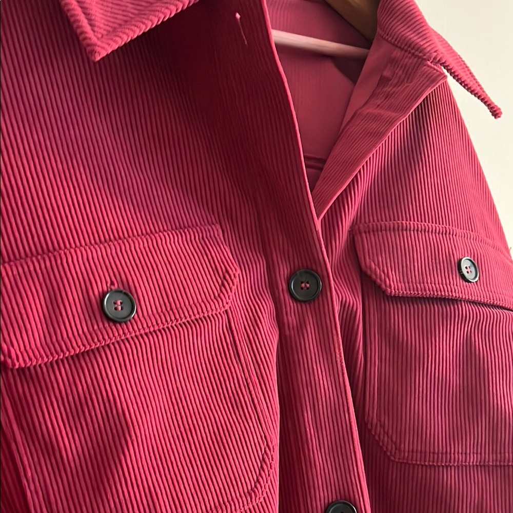 NWOT Avec Les Filles Berry Pink Button Down Shacket Jacket Top Size L - Picture 5 of 5